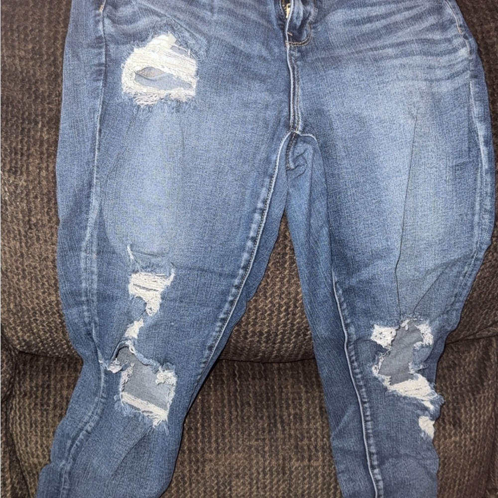American Eagle Outfitters Blue Skinny Distressed Jeans